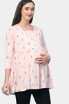 InnerSense Maternity Bamboo Cotton Loungewear Top - Pink Dogwood — thumbnail 4